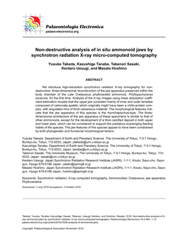 Non-Destructive Analysis of in Situ Ammonoid Jaws by Synchrotron Radiation X-Ray Micro-Computed Tomography