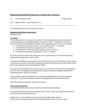 Maplewood Multifamily Apartment Living Project Summary