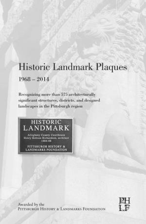 Historic Landmark Plaques 1968–2014
