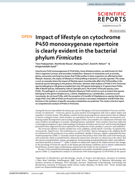 Impact of Lifestyle on Cytochrome P450 Monooxygenase Repertoire Is