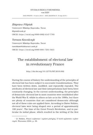 The Establishment of Electoral Law in Revolutionary France