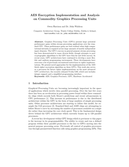 AES Encryption Implementation and Analysis on Commodity Graphics Processing Units