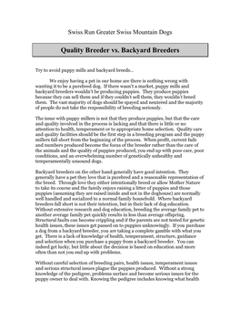 Quality Breeder Vs. Backyard Breeders