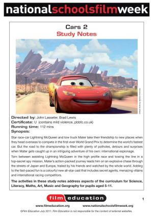 Cars 2 Study Notes