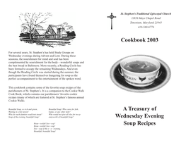 Cookbook 2003 a Treasury of Wednesday Evening Soup Recipes