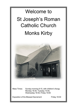 Welcome to St Joseph's Roman Catholic Church Monks Kirby