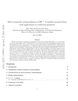 Skew-Symmetric Endomorphisms in M1,3: a Uniﬁed Canonical Form with Applications to Conformal Geometry