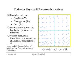 Today in Physics 217: Vector Derivatives
