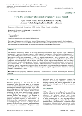 Term Live Secondary Abdominal Pregnancy: a Case Report