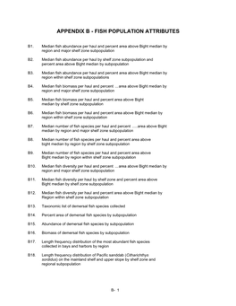 Appendix B - Fish Population Attributes