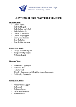 Locations of Grit / Salt Fo R Public Use