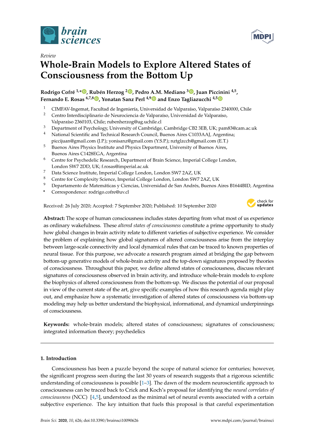 Whole-Brain Models to Explore Altered States of Consciousness from the Bottom Up