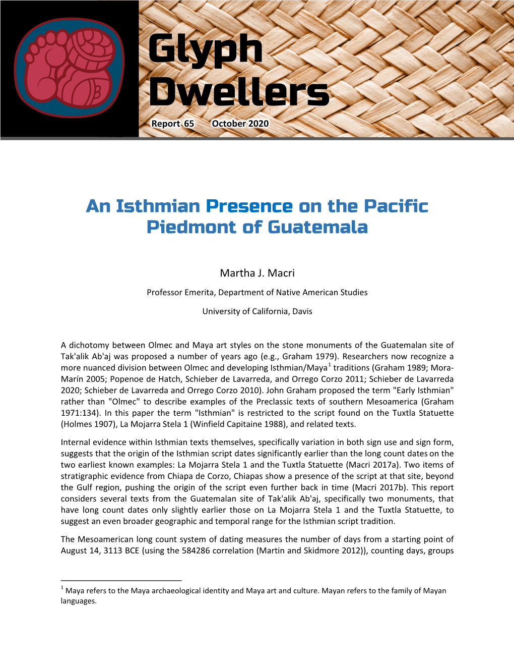 An Isthmian Presence on the Pacific Piedmont of Guatemala