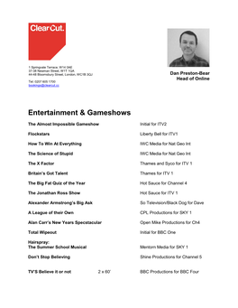 Entertainment & Gameshows