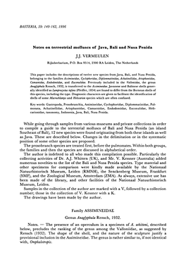 Notes on Terrestrial Molluscs of Java, Bali and Nusa Penida 151
