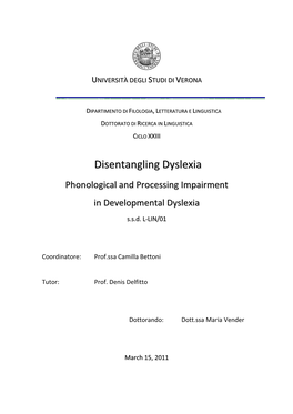 Developmental Dyslexia S.S.D