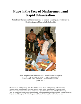 Hope in the Face of Displacement and Rapid Urbanization Report FINAL