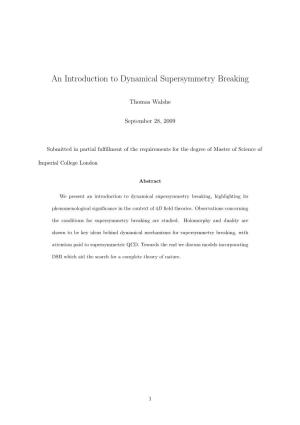 An Introduction to Dynamical Supersymmetry Breaking