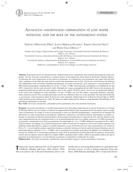 Alvaradoa Amorphoides Germination at Low Water Potential and the Role of the Antioxidant System