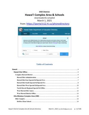 Hawai'i Complex Area & Schools