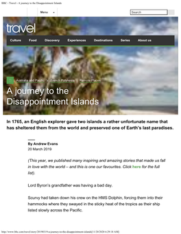 BBC - Travel - a Journey to the Disappointment Islands