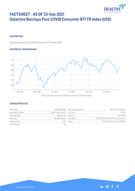 FACTSHEET - AS of 23-Sep-2021 Solactive Barclays Post-COVID Consumer BTI TR Index (USD)