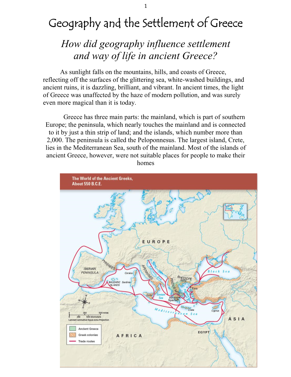 Geography and the Settlement of Greece How Did Geography Influence