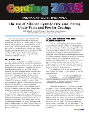 The Use of Alkaline Cyanide-Free Zinc Plating Under Paint And