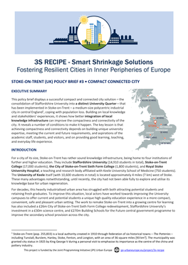 Stoke-On-Trent (Uk) Policy Brief #3 • Compact Connected City