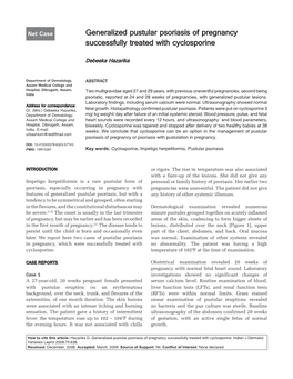 Generalized Pustular Psoriasis of Pregnancy Successfully Treated with Cyclosporine