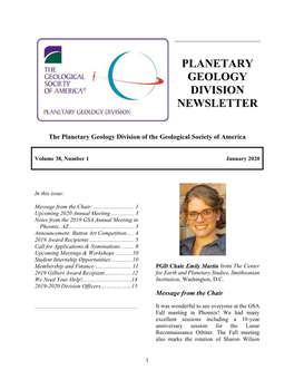 Planetary Geology Division Newsletter
