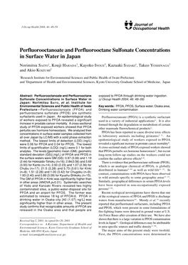 Perfluorooctanoate and Perfluorooctane Sulfonate Concentrations in Surface Water in Japan