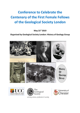 Conference to Celebrate the Centenary of the First Female Fellows of the Geological Society London