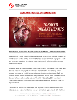 World No Tobacco Day 2018 Report