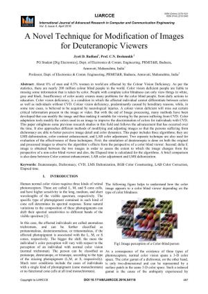 A Novel Technique for Modification of Images for Deuteranopic Viewers