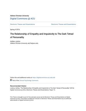 The Relationship of Empathy and Impulsivity to the Dark Tetrad of Personality