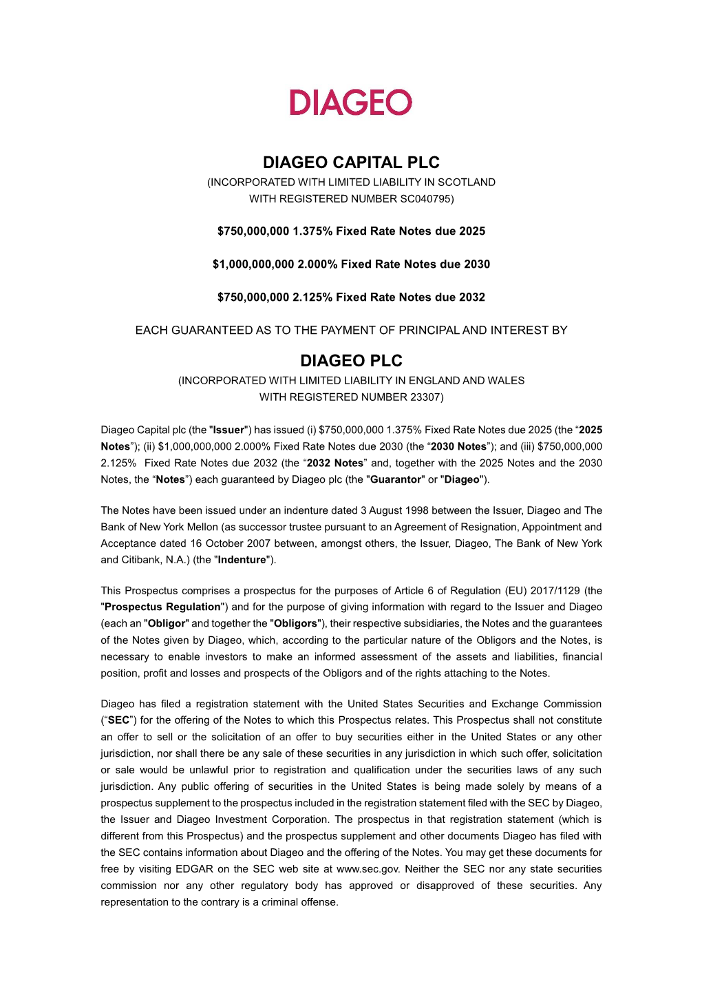 Diageo Capital Plc Diageo