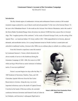 Lieutenant Faison's Account of the Geronimo Campaign