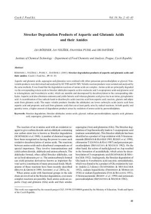 Strecker Degradation Products of Aspartic and Glutamic Acids and Their Amides