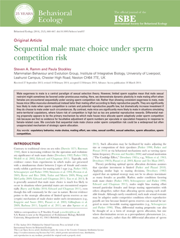 Sequential Male Mate Choice Under Sperm Competition Risk