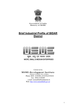 Brief Industrial Profile of BIDAR District