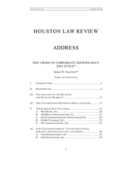 Houston Law Review Address