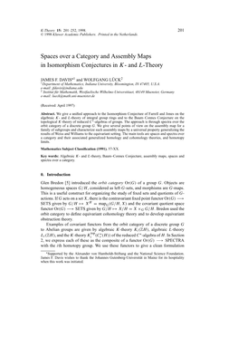 Spaces Over a Category and Assembly Maps in Isomorphism Conjectures in K- and L-Theory