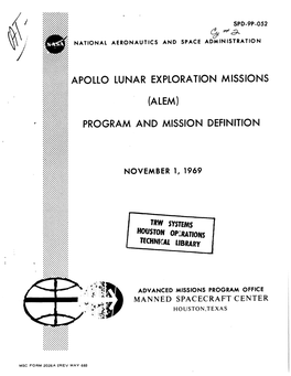 Apollo Lunar Exploration Missions (Alem) Program and Mission Definition