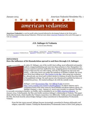 January 2014 American Vedantist Newsletter No. 1