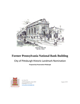 Former Pennsylvania National Bank Building City of Pittsburgh Historic Landmark Nomination