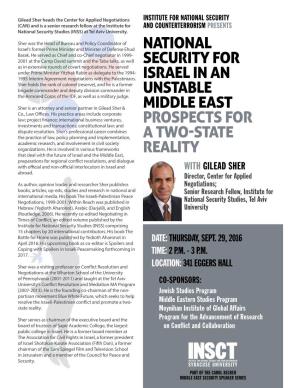 National Security for Israel in an Unstable Middle East
