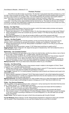 From Moses to Messiah – Hebrews 8:1-13 May 25, 2008 Promises