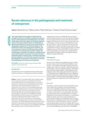 Recent Advances in the Pathogenesis and Treatment of Osteoporosis