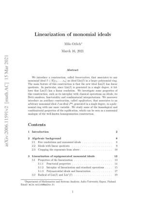 15 Mar 2021 Linearization of Monomial Ideals